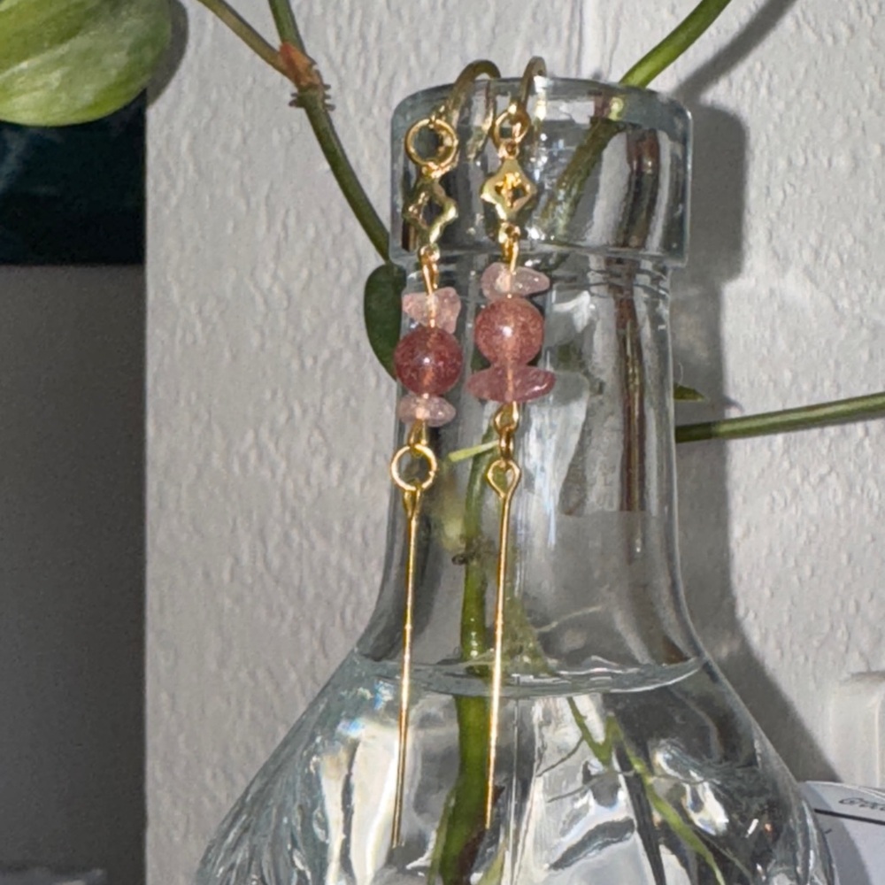 Strawberry Quartz Dangle Earrings